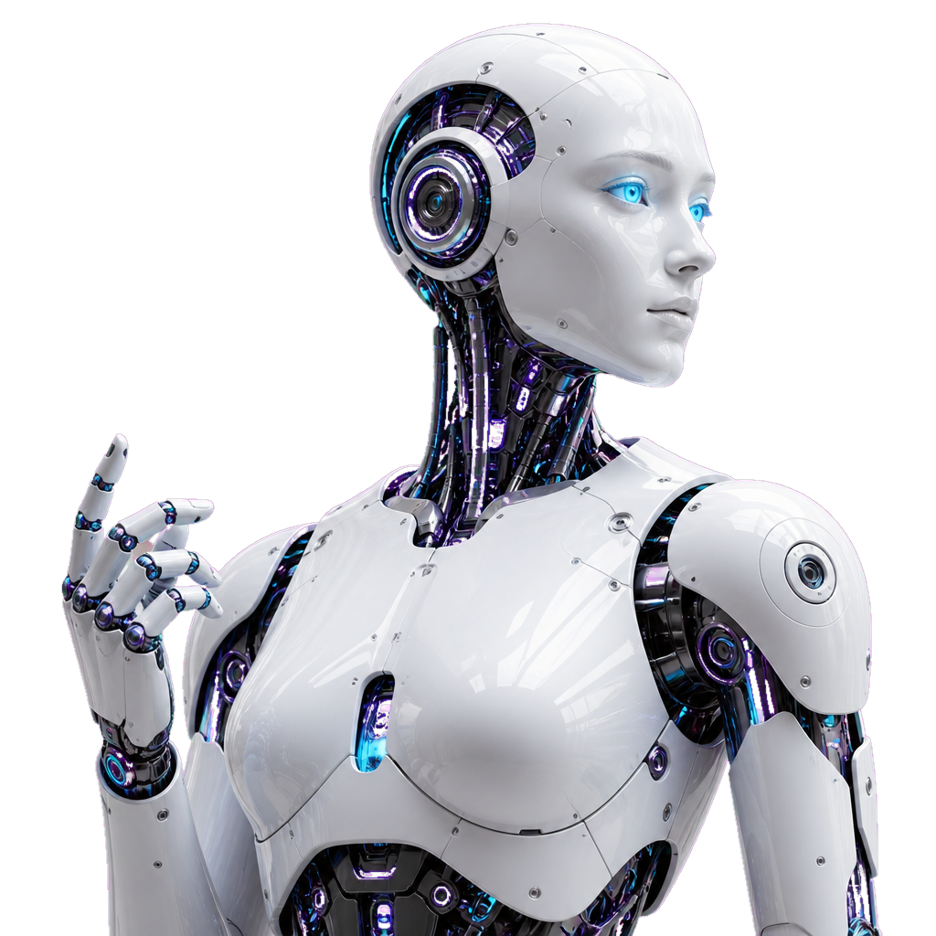 AI trading robot facing strategy panel