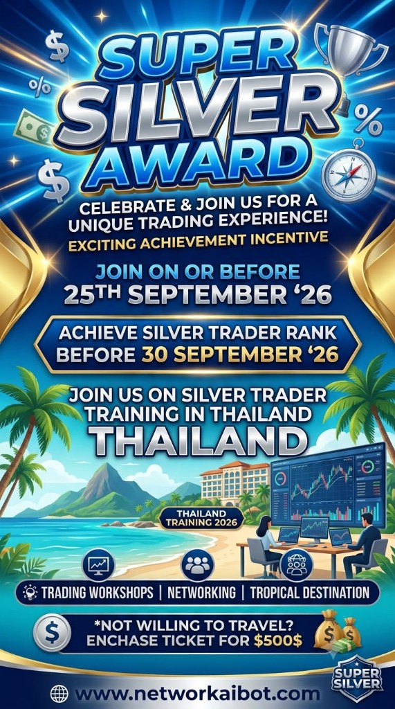 Super Silver Award — join on or before 25 September 2026, achieve Silver Trader by 30 September, Thailand training or $500 ticket